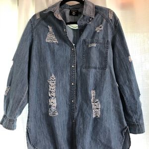 Boohoo Distressed Denim Top